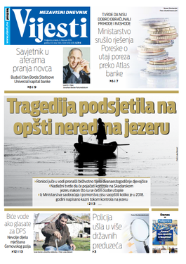 Naslovna strana "Vijesti" za šesti februar