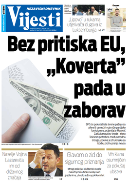 Naslovna strana "Vijesti" za 8. februar