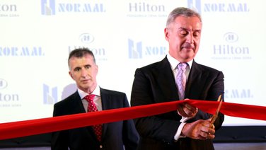 hotel Hilton otvanjanje, Milo Đukanović, Žarko Burić