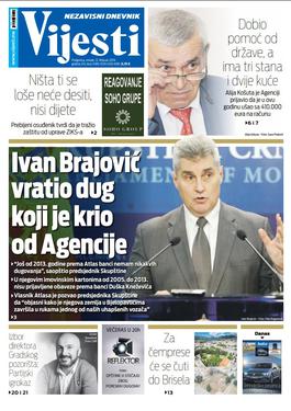 Naslovna strana "Vijesti" za 12. februar
