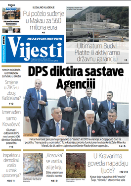 Naslovna strana "Vijesti" za 13. februar