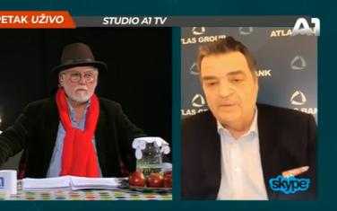 Voditelj emisije Mihailo Radojičić i Duško Knežević