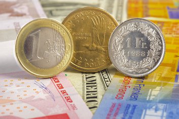 euro, franak, dolar