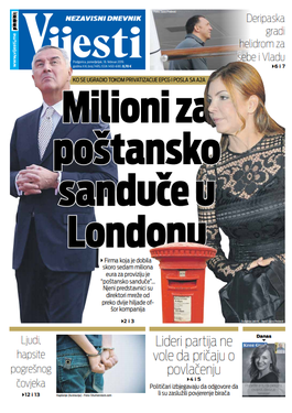 Naslovna strana "Vijesti" za 18. februar 2019. godine