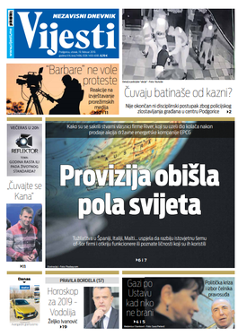 Naslovna strana "Vijesti" za 19. februar