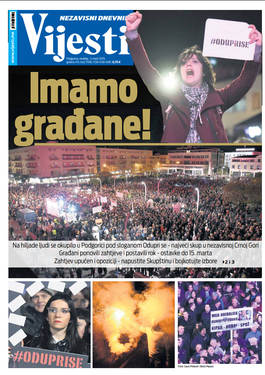 Naslovna strana "Vijesti" za 3. mart