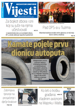 Naslovna strana "Vijesti" za 4. mart