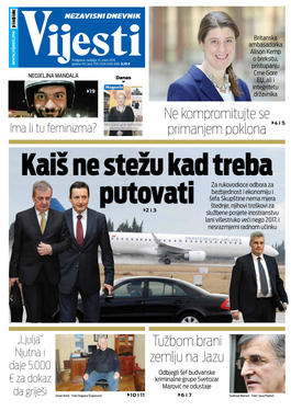 Naslovna strana "Vijesti" za 10. mart