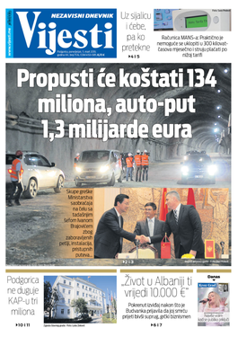 Naslovna strana "Vijesti" 11. mart