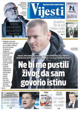Naslovna strana "Vijesti" za 14. mart