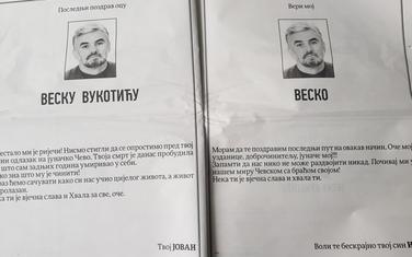 Čitulje Jovana i Igora Vukotića