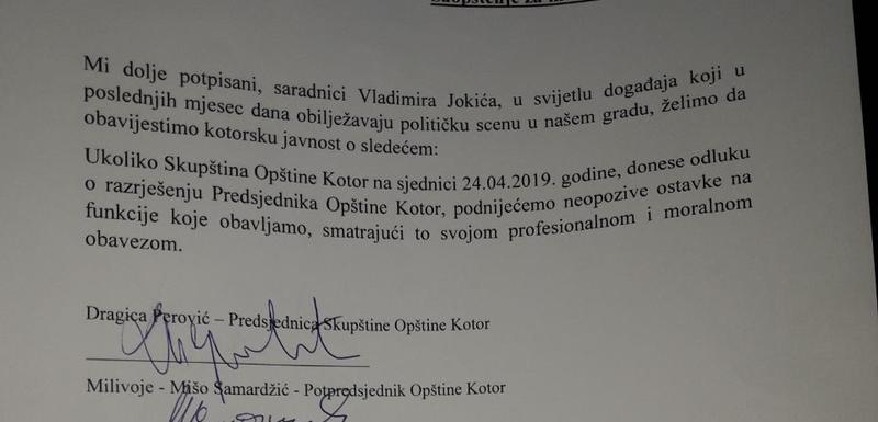 Pismo Jokićevih saradnika