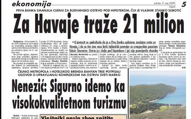 Vijesti", 9. maj 2009.