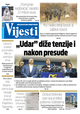 Naslovna strana "Vijesti" za 13. maj