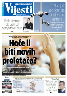 Naslovna strana "Vijesti" za 15. maj