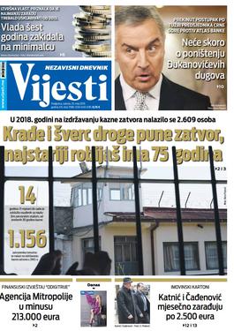 Naslovna strana "Vijesti" za 25. maj