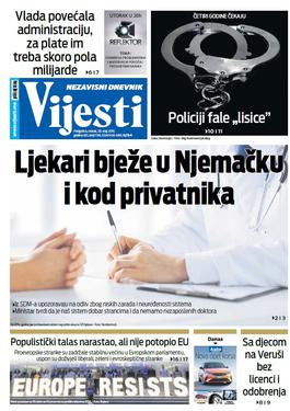 Naslovna strana "Vijesti" za 28. maj