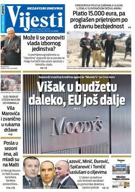 Naslovna strana Vijesti 29.5.