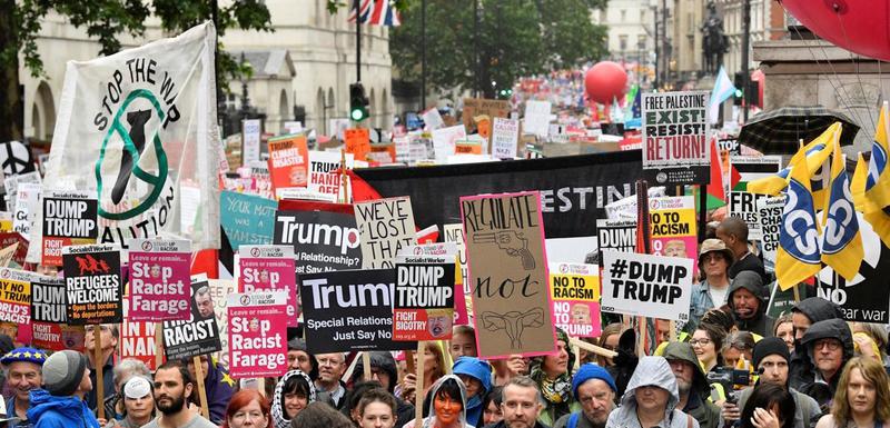 Protest u Londonu tokom Trapove posjete