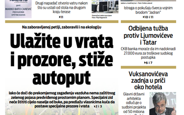 Naslovna strana "Vijesti" za 13. jun