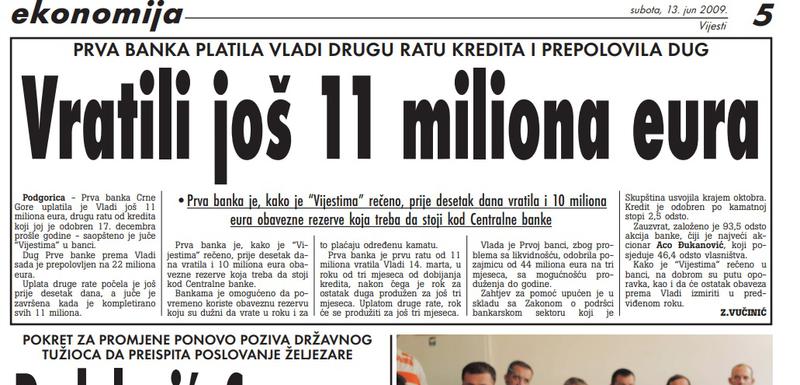 Vijesti, 13. jun 2009.