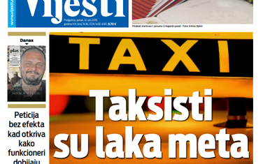 Naslovna strana "Vijesti" za 12. jul
