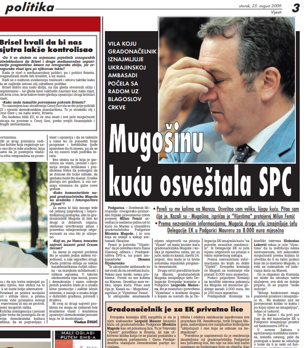 Vijesti, 25. avgust 2009.