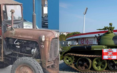 Traktor ispred "Maksimira" i tenk ispred stadiona "Rajko Mitić"