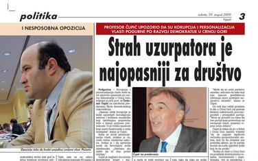 Strana "Vijesti" od 29. avgusta 2009.