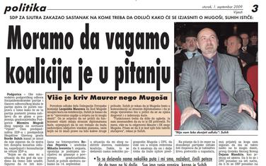 Vijesti, 1. septembar 2009.