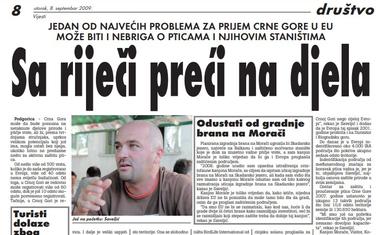 Vijesti, 8. septembar 2009.
