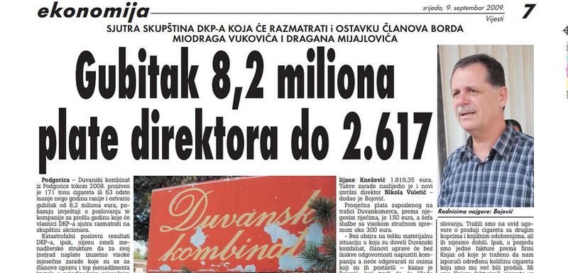 Stranica "Vijesti" iz 2009. godine
