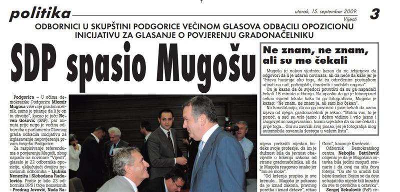 Stranica "Vijesti" od 15. septembra 2019.