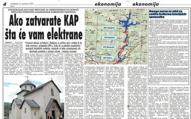 Stranica "Vijesti" od 21. septembra 2009.