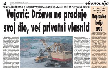 Vijesti, 30. septembar 2009.