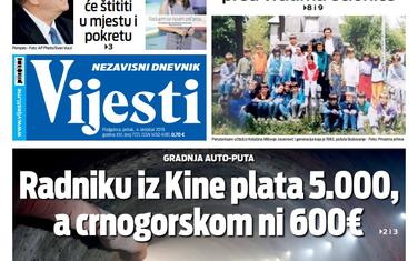 Naslovna strana "Vijesti" za 4. oktobar