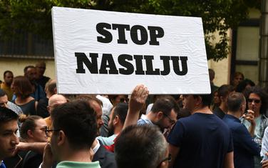 Sa protesta novinara i NVO sektora nakon napada na novinarku Oliveru Lakić u maju prošle godine