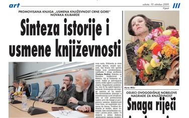 Stranica "Vijesti" od 10. oktobra 2009.