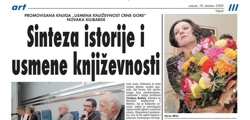 Stranica "Vijesti" od 10. oktobra 2009.