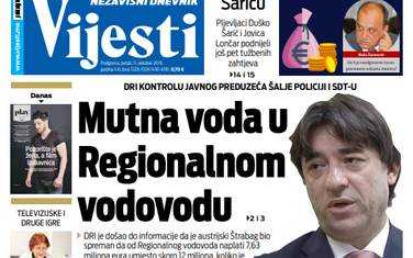 Naslovna strana "Vijesti" za 11. "oktobar" 2019. godine