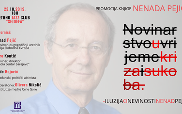 Najava za promociju Pejićeve knjige