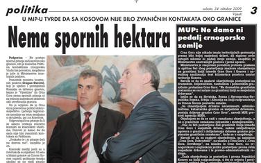 Vijesti, 24. oktobar 2009. godine