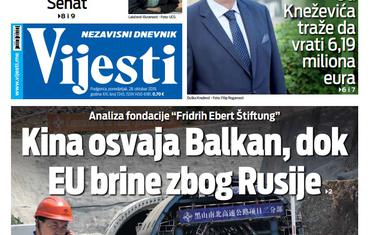 Naslovna strana "Vijesti" za 28. oktobar 2019.
