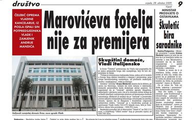 Stranica "Vijesti" od 29. oktobra 2009.