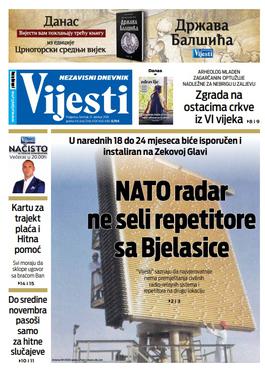 Naslovna strana "Vijesti" za 31. oktobar