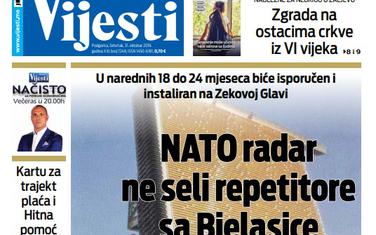 Naslovna strana "Vijesti" za 31. oktobar