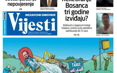 Naslovna strana "Vijesti" za 3. novembar 2019.