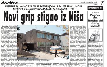 Vijesti, 3. novembar 2009.