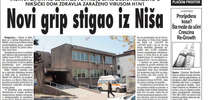 Vijesti, 3. novembar 2009.