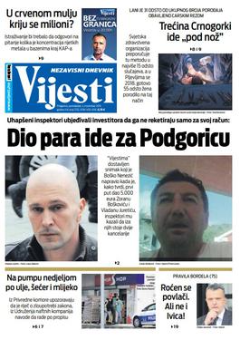 Naslovna strana "Vijesti" za 4. novembar 2019.